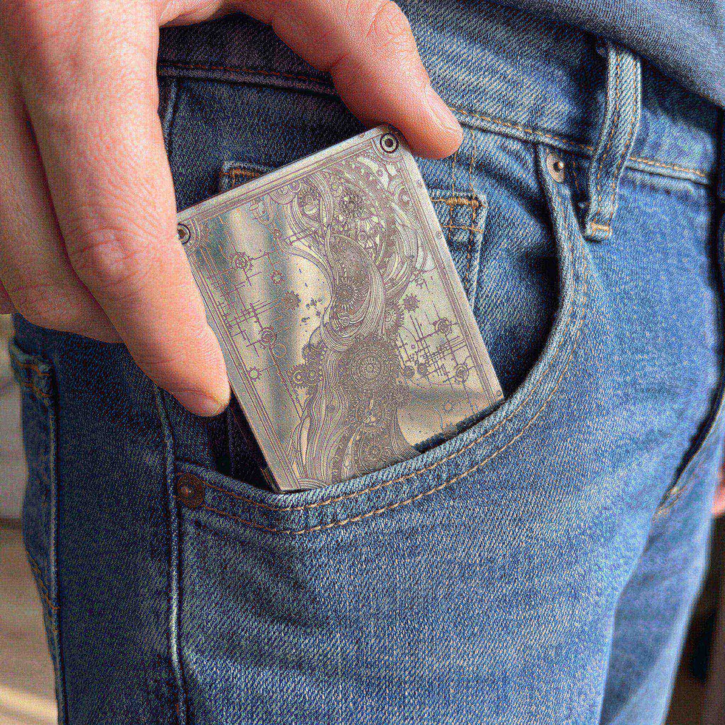 Moxxley MX-314 slim metal credit card holder – 316 stainless steel minimalist wallet with money clip