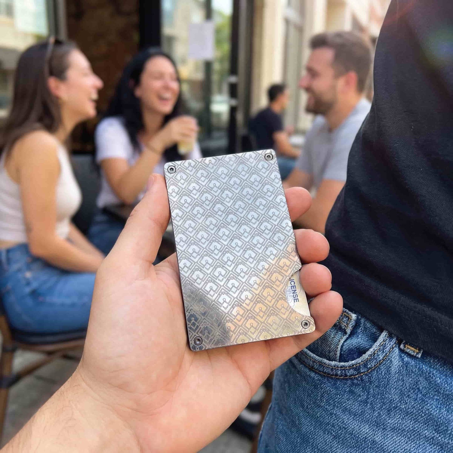Moxxley MX-231 slim metal credit card holder – 316 stainless steel minimalist wallet with money clip