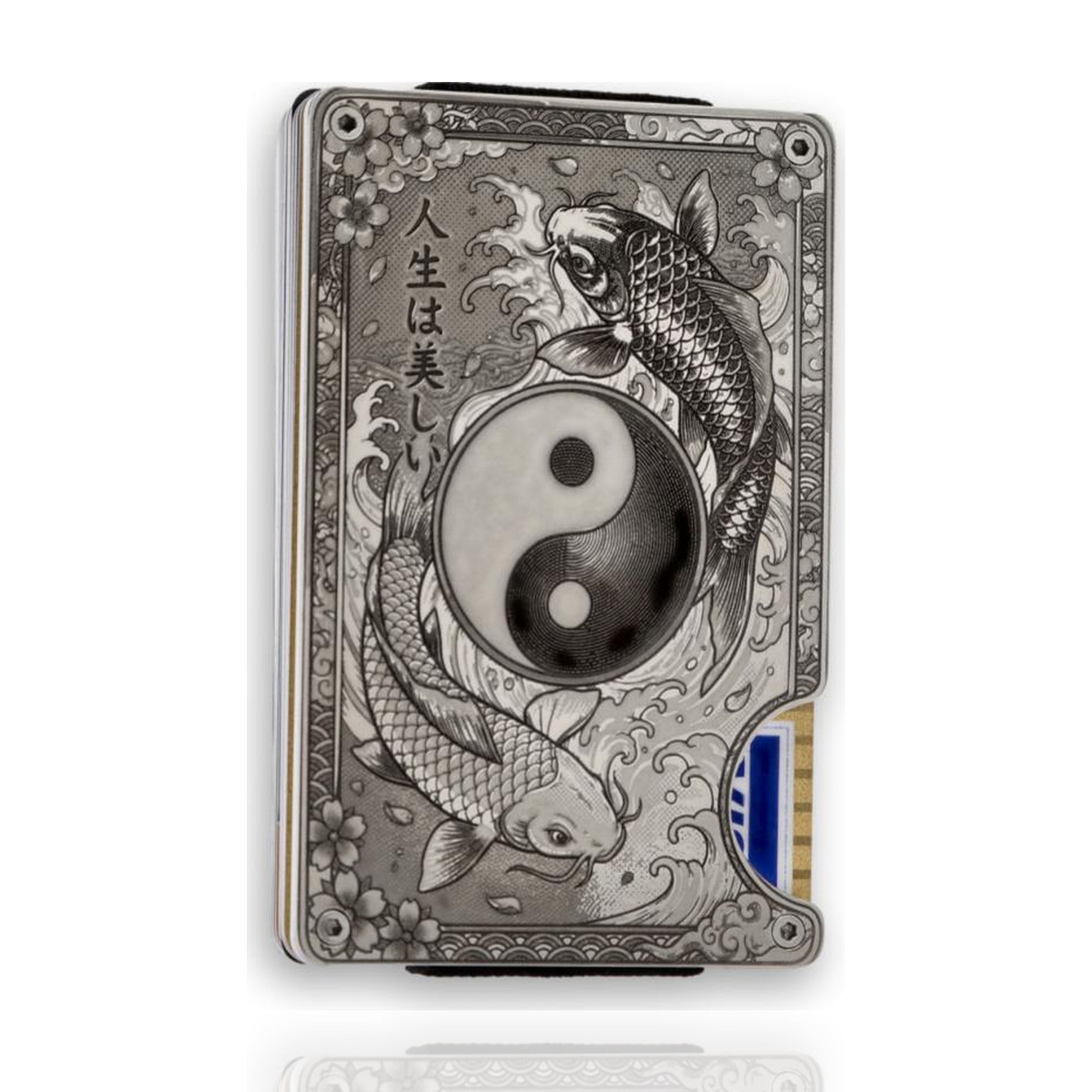 Moxxley MX-412 metal credit card holder – tattoo engraving, slim stainless steel wallet, front