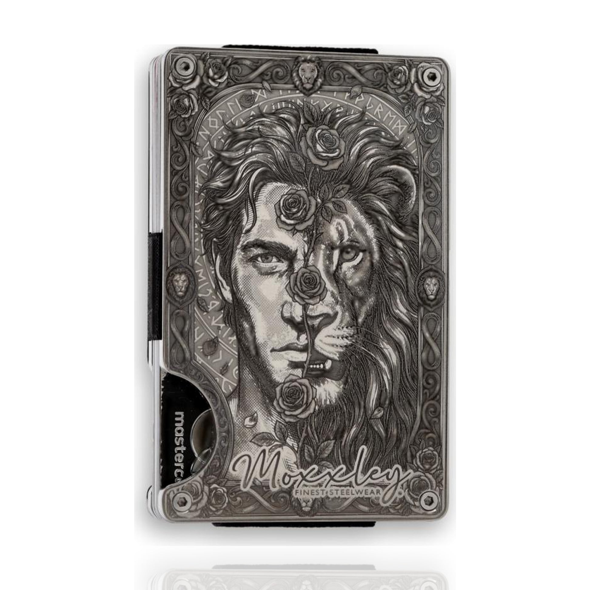 Moxxley MX-402 slim wallet – engraved 316 stainless steel card holder, back