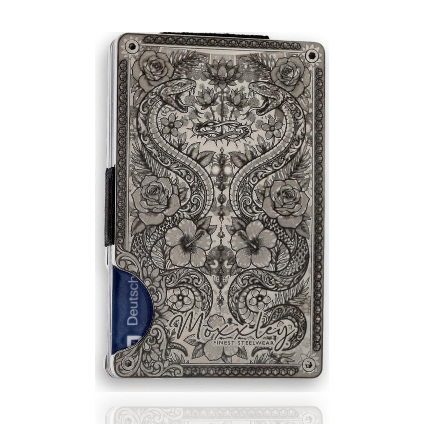 Moxxley MX-405 slim wallet – engraved 316 stainless steel card holder, back