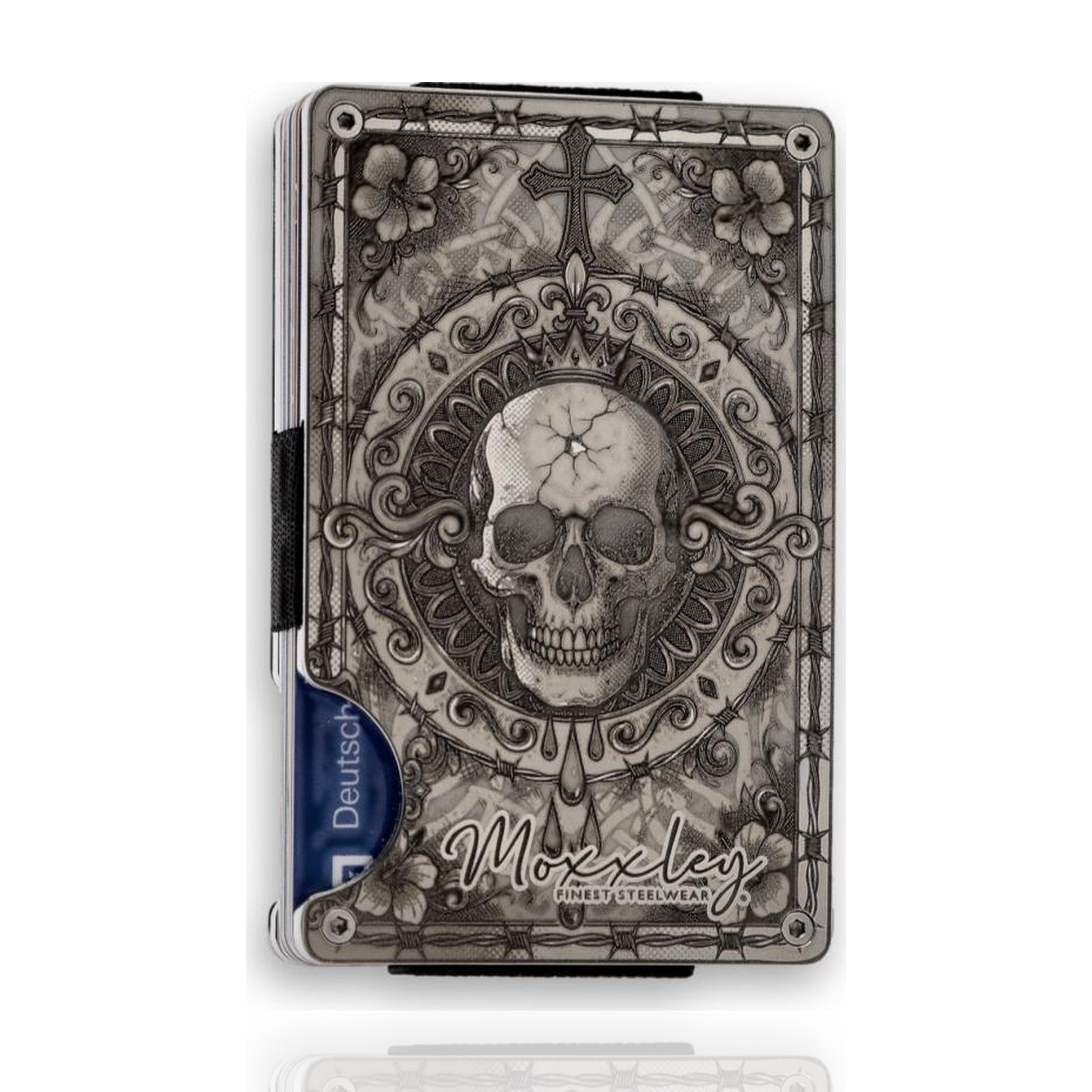 Moxxley MX-406 slim wallet – engraved 316 stainless steel card holder, back