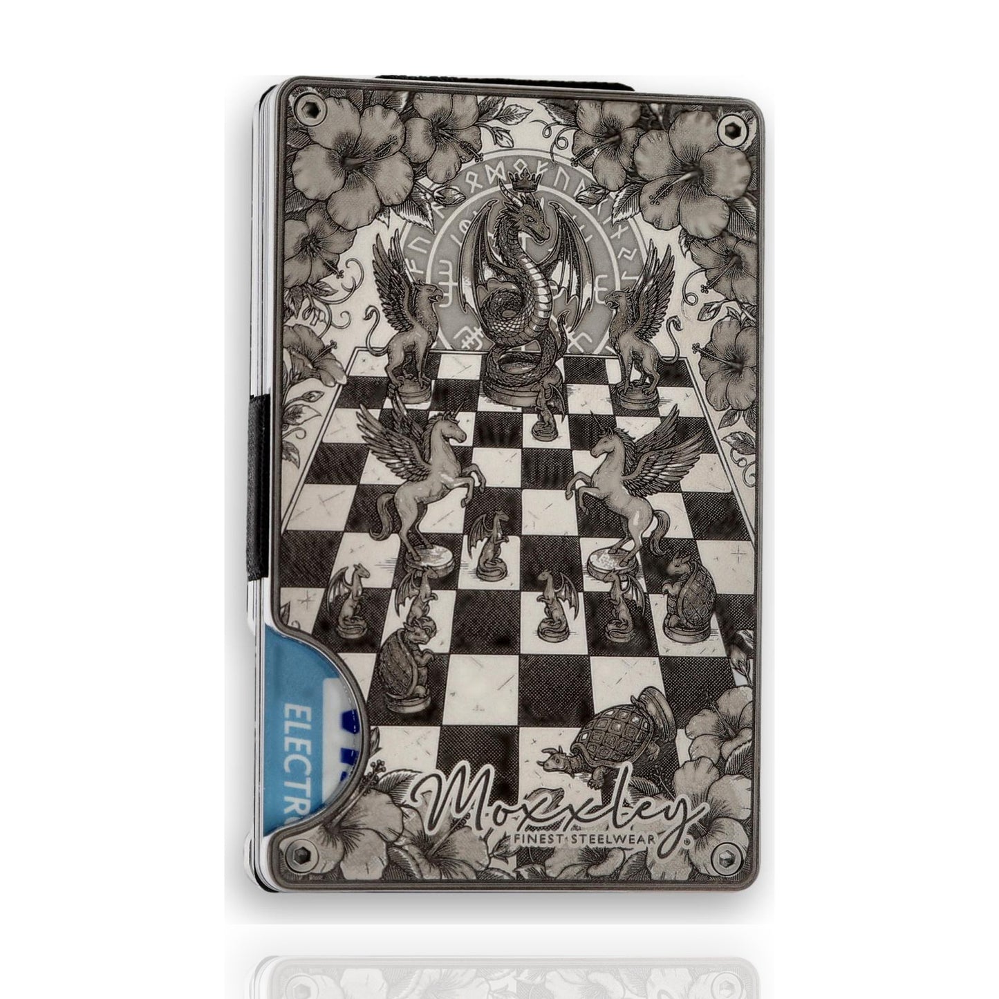 Moxxley MX-407 slim wallet – engraved 316 stainless steel card holder, back