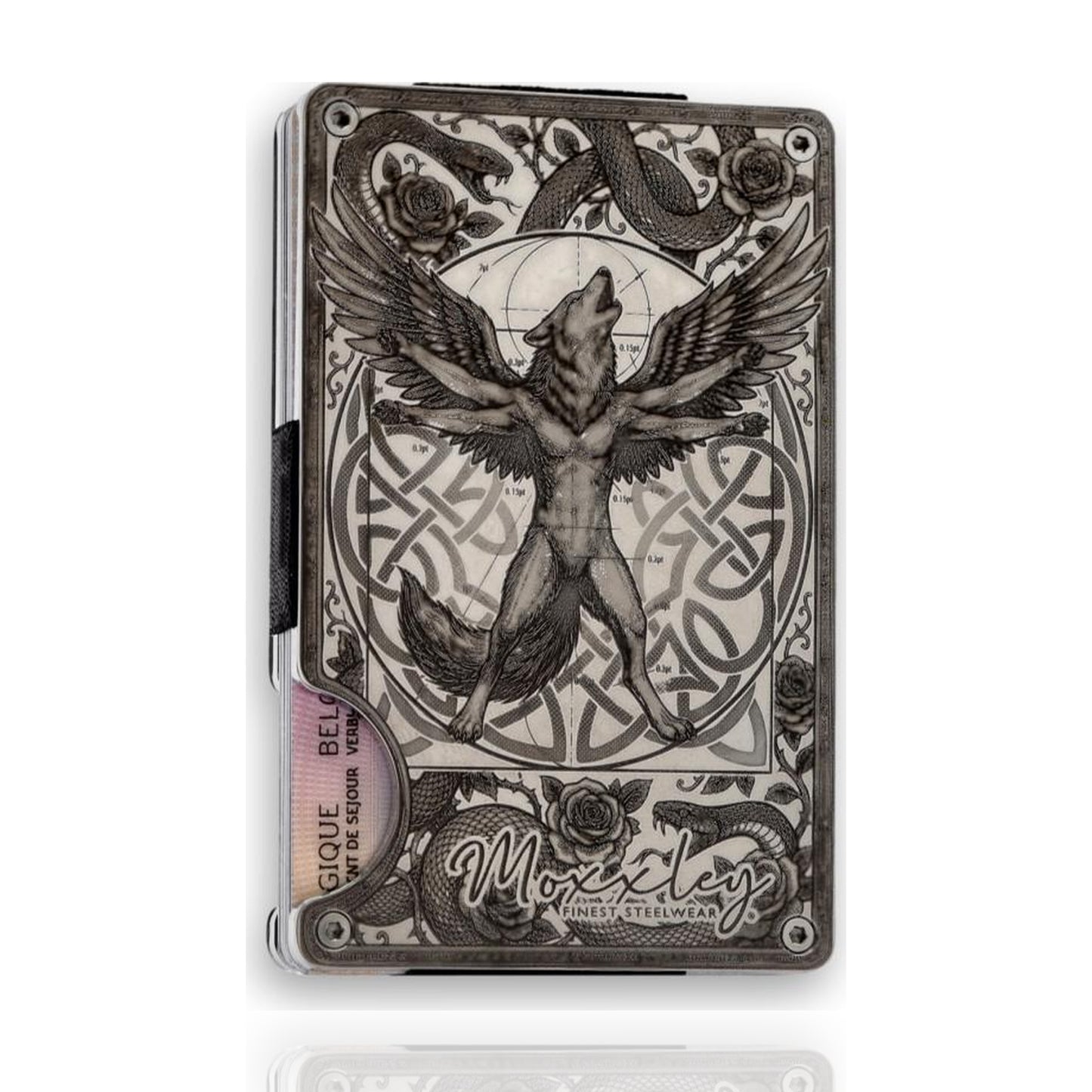 Moxxley MX-408 slim wallet – engraved 316 stainless steel card holder, back