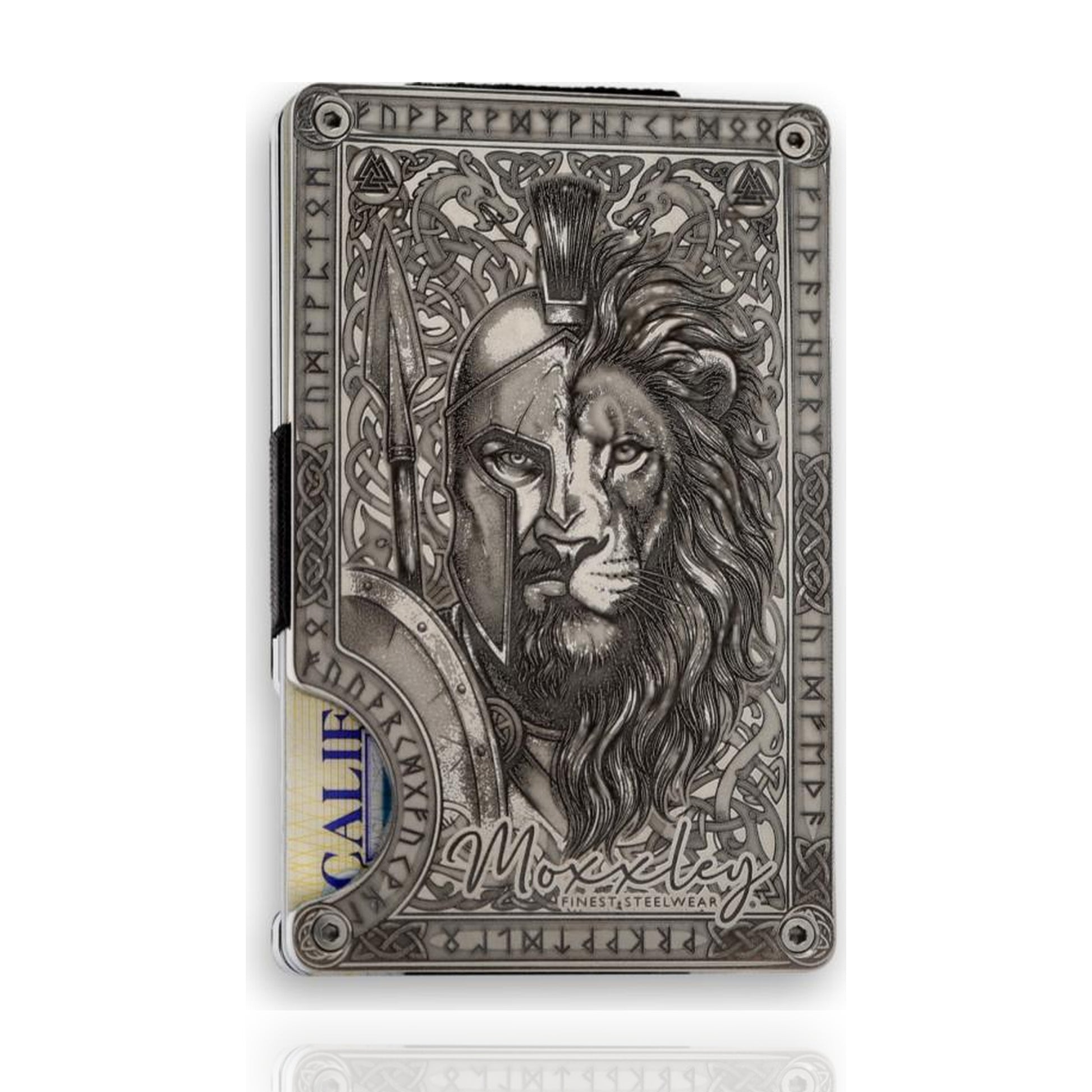 Moxxley MX-413 slim wallet – engraved 316 stainless steel card holder, back