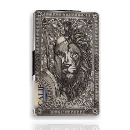 Moxxley MX-413 slim wallet – engraved 316 stainless steel card holder, back