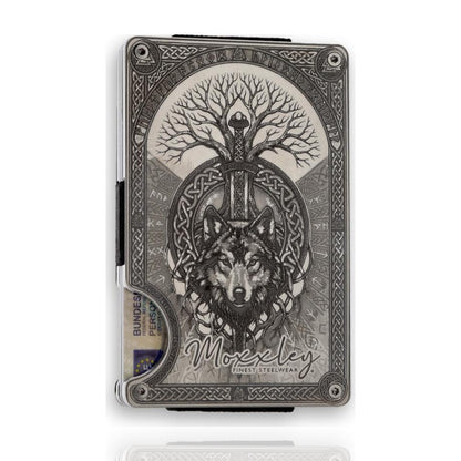Moxxley MX-414 slim wallet – engraved 316 stainless steel card holder, back