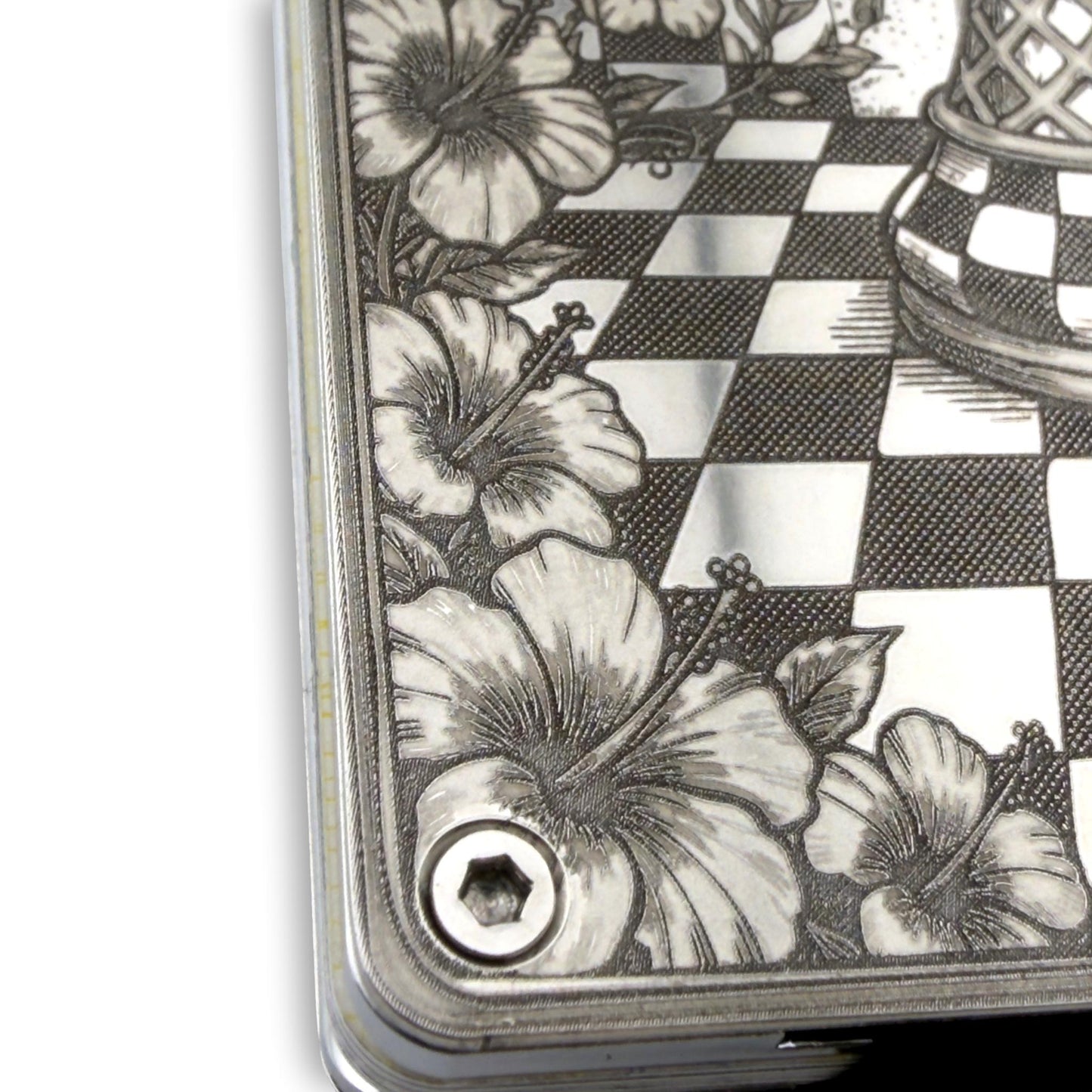 Moxxley MX-407 stainless steel card holder – engraving close-up detail (back)