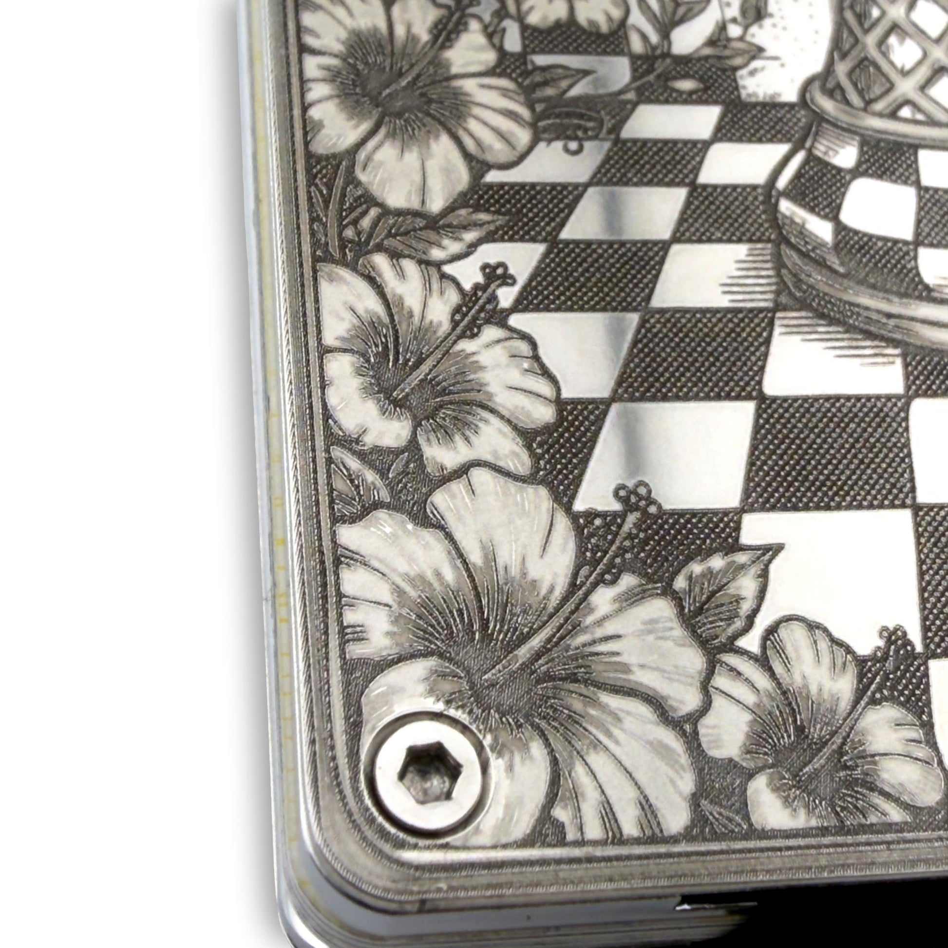Moxxley MX-407 stainless steel card holder – engraving close-up detail (back)