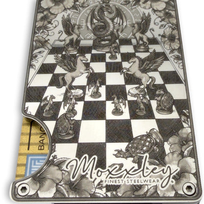 Moxxley MX-407 stainless steel card holder – engraving close-up detail (back)