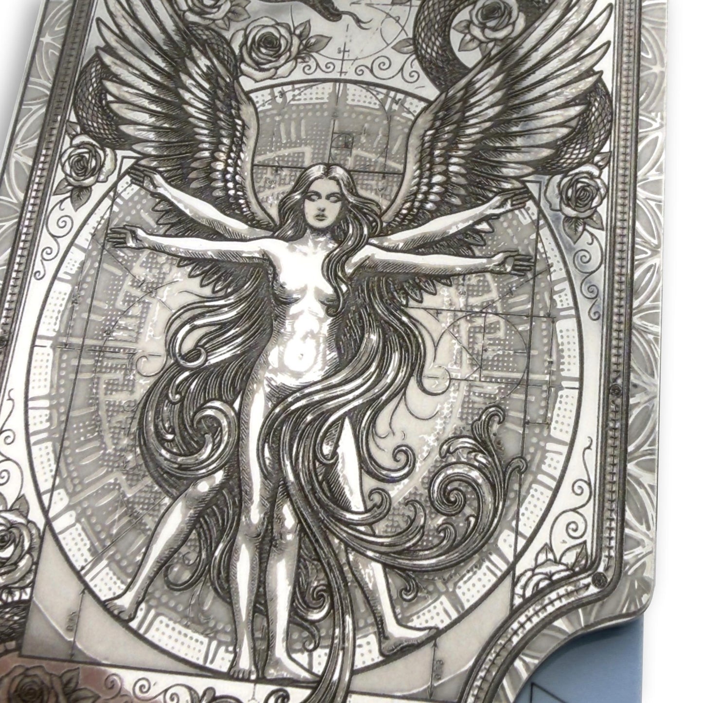 Moxxley MX-408 stainless steel card holder – engraving close-up detail (back)