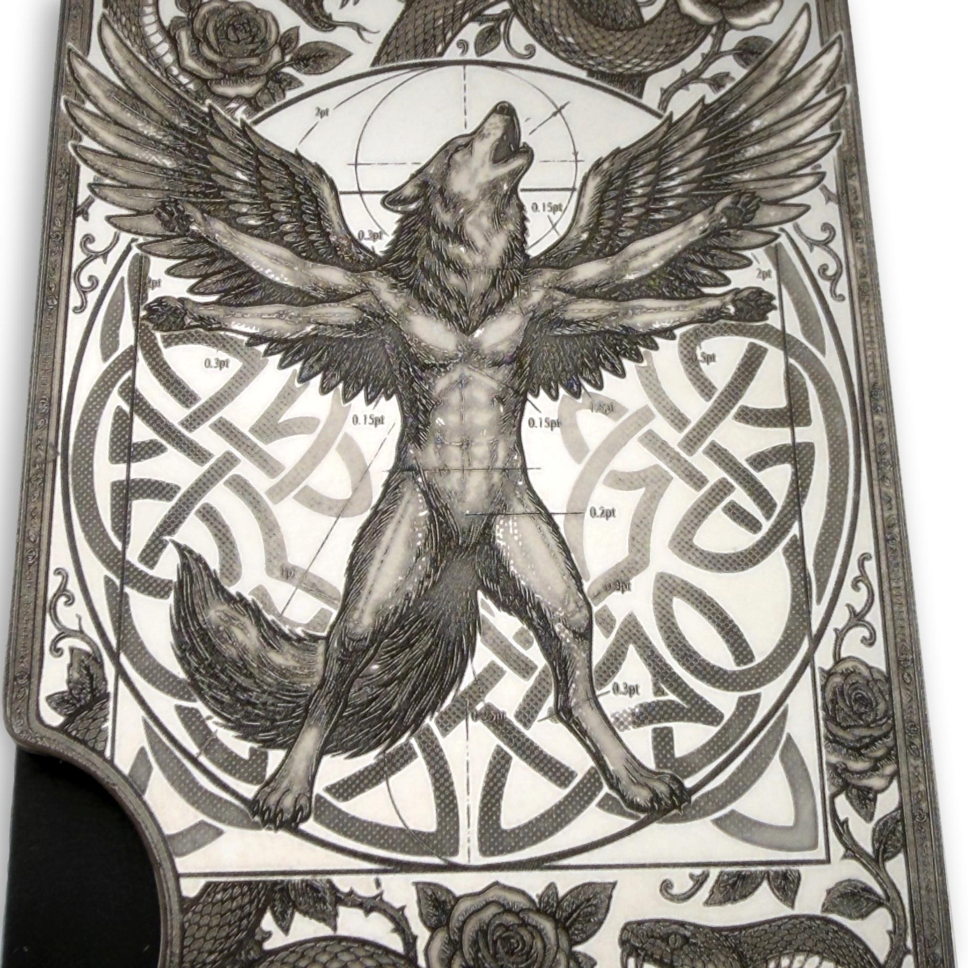 Moxxley MX-408 stainless steel card holder – engraving close-up detail (back)