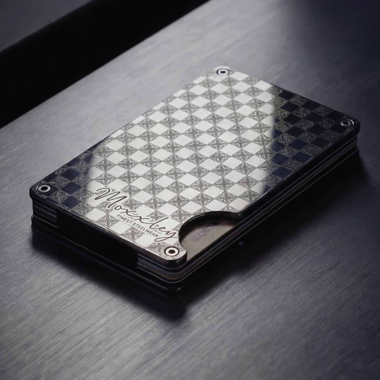 Moxxley MX-204 slim metal credit card holder – 316 stainless steel minimalist wallet