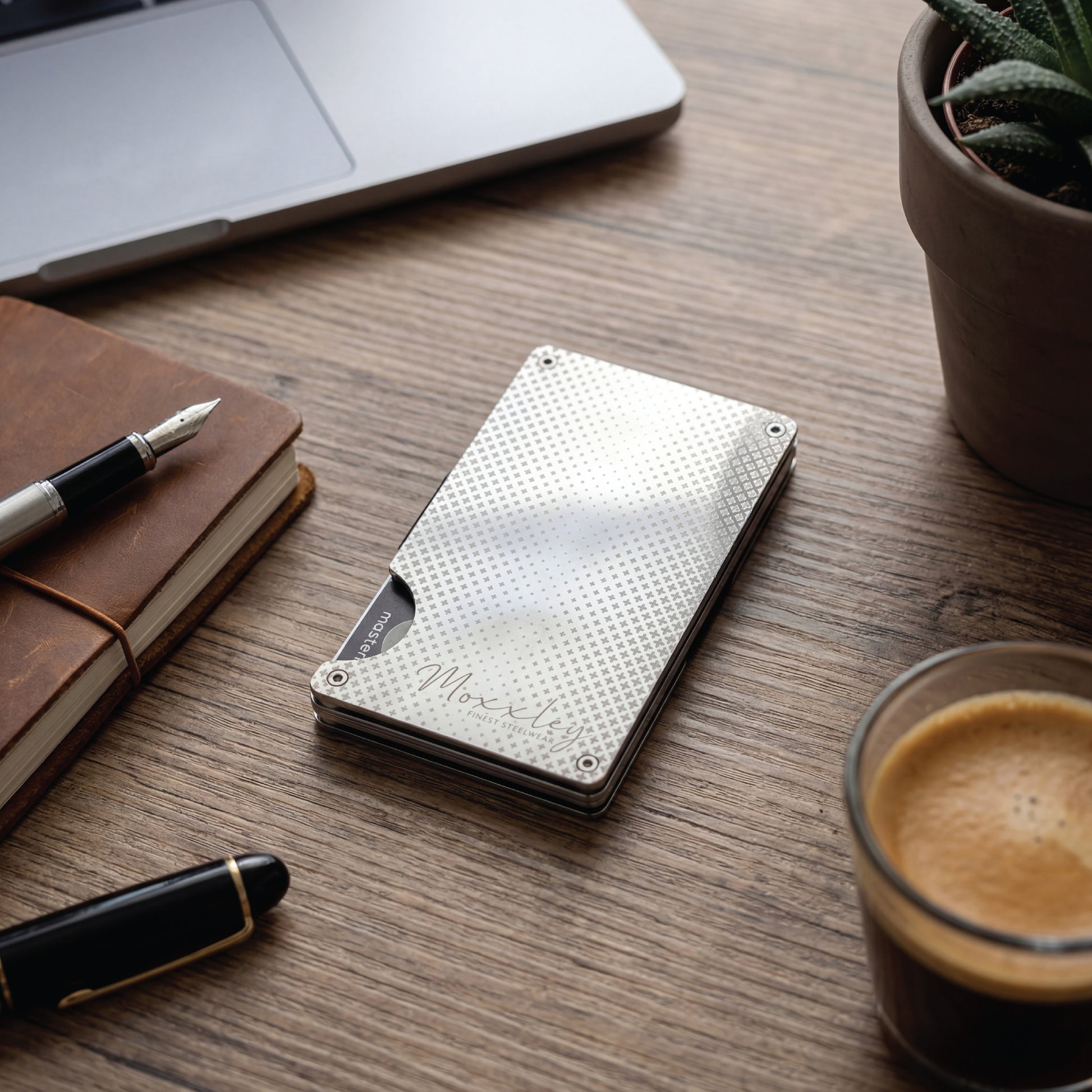 Moxxley MX-219 slim metal credit card holder – 316 stainless steel minimalist wallet