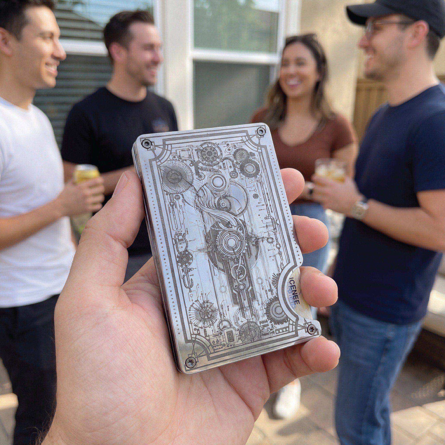 Moxxley MX-314 slim metal credit card holder – 316 stainless steel minimalist wallet with money clip