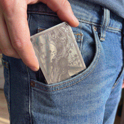 Moxxley MX-314 slim metal credit card holder – 316 stainless steel minimalist wallet with money clip