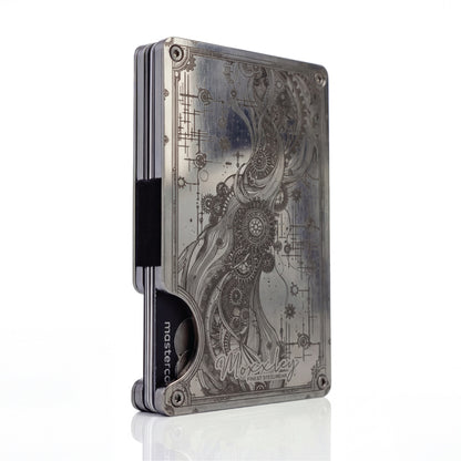 Moxxley MX-314 slim metal credit card holder – 316 stainless steel minimalist wallet with money clip