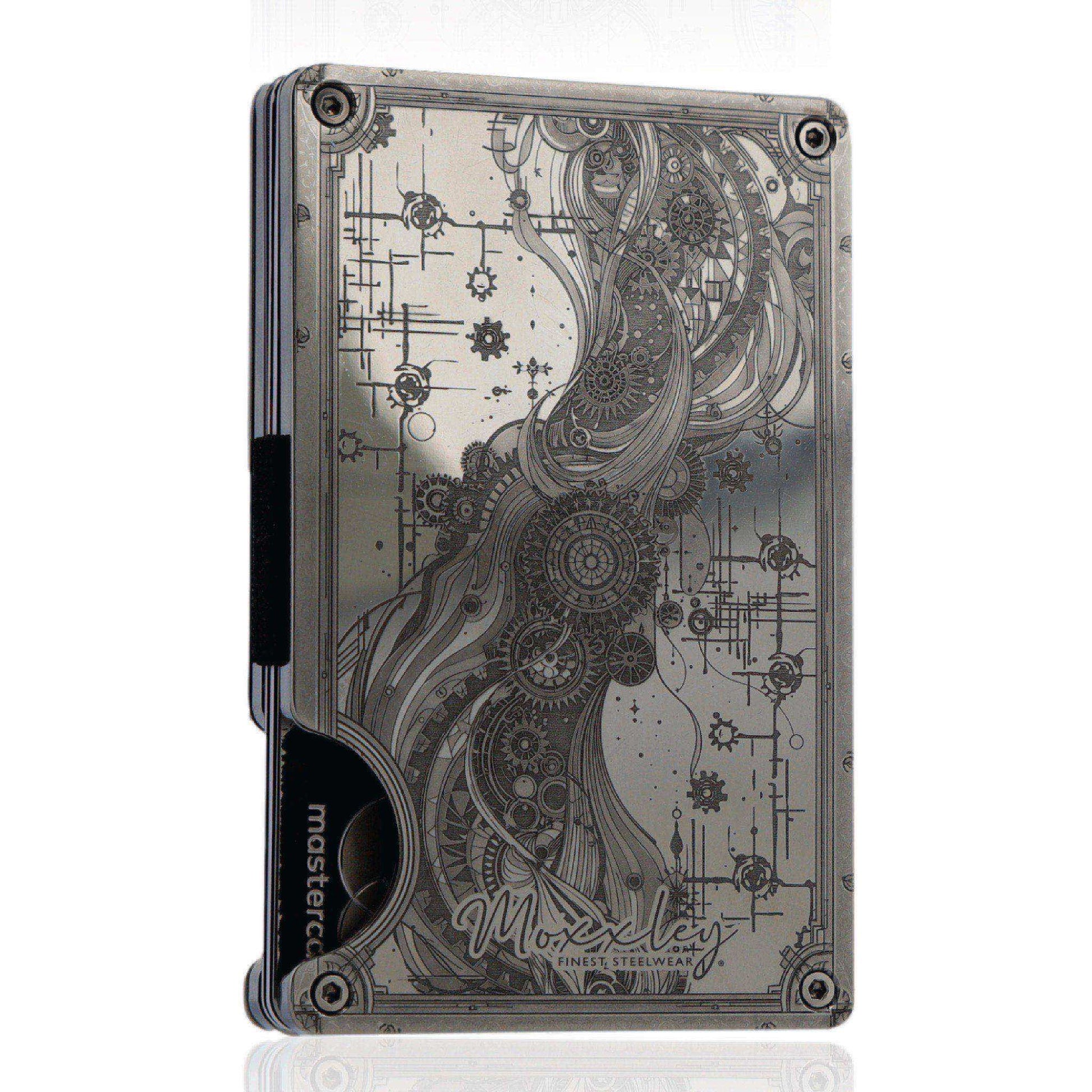 Moxxley MX-314 slim metal credit card holder – 316 stainless steel minimalist wallet with money clip