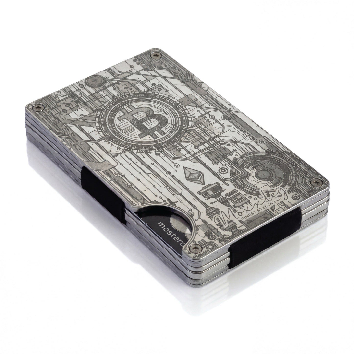 Moxxley MX-315 slim metal credit card holder – 316 stainless steel minimalist wallet with money clip