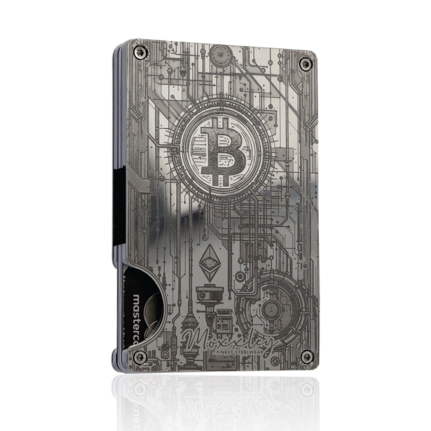 Moxxley MX-315 slim metal credit card holder – 316 stainless steel minimalist wallet with money clip