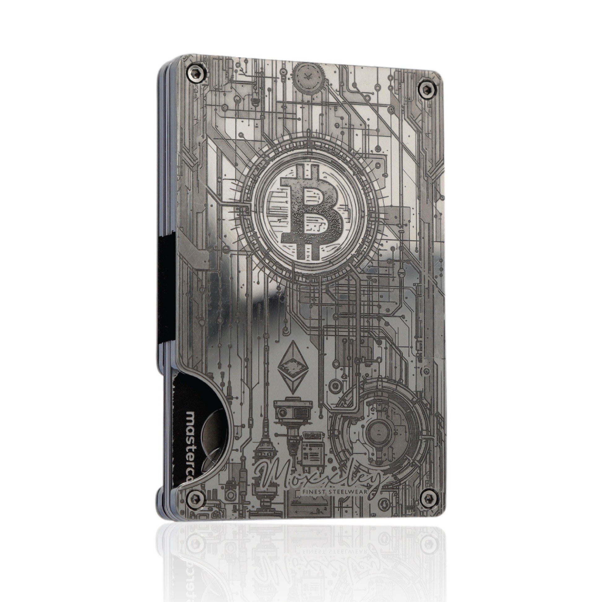 Moxxley MX-315 slim metal credit card holder – 316 stainless steel minimalist wallet with money clip