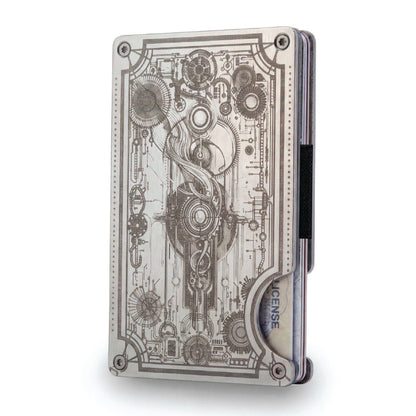Moxxley MX-317 slim metal credit card holder – 316 stainless steel minimalist wallet with money clip