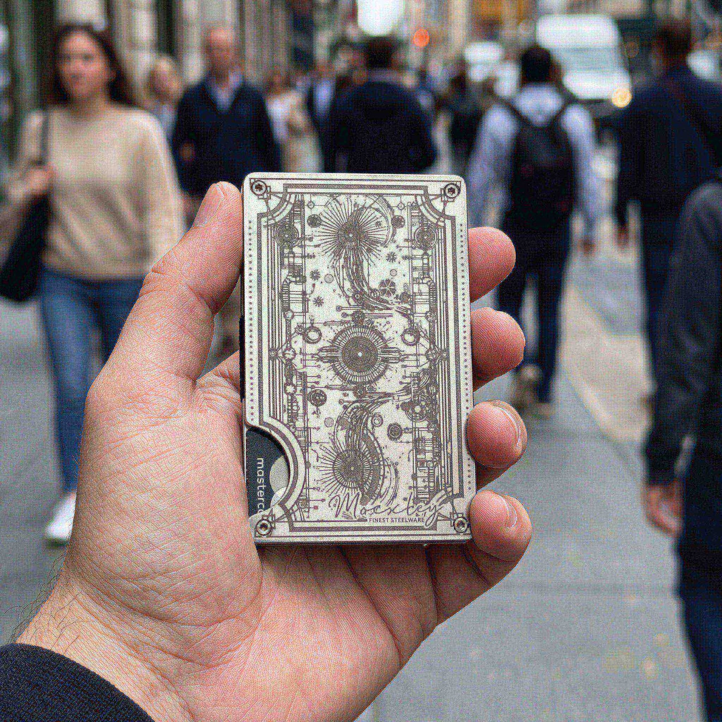 Moxxley MX-317 slim metal credit card holder – 316 stainless steel minimalist wallet with money clip
