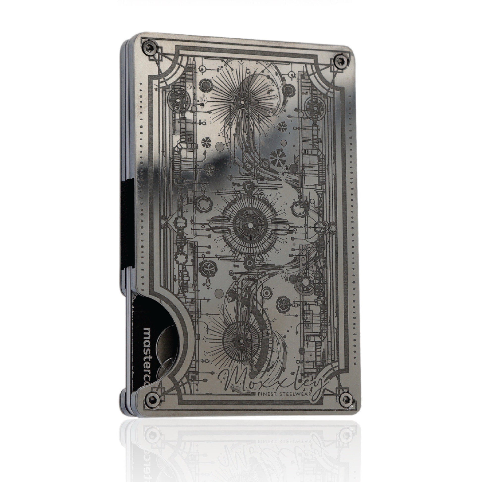 Moxxley MX-317 slim metal credit card holder – 316 stainless steel minimalist wallet with money clip