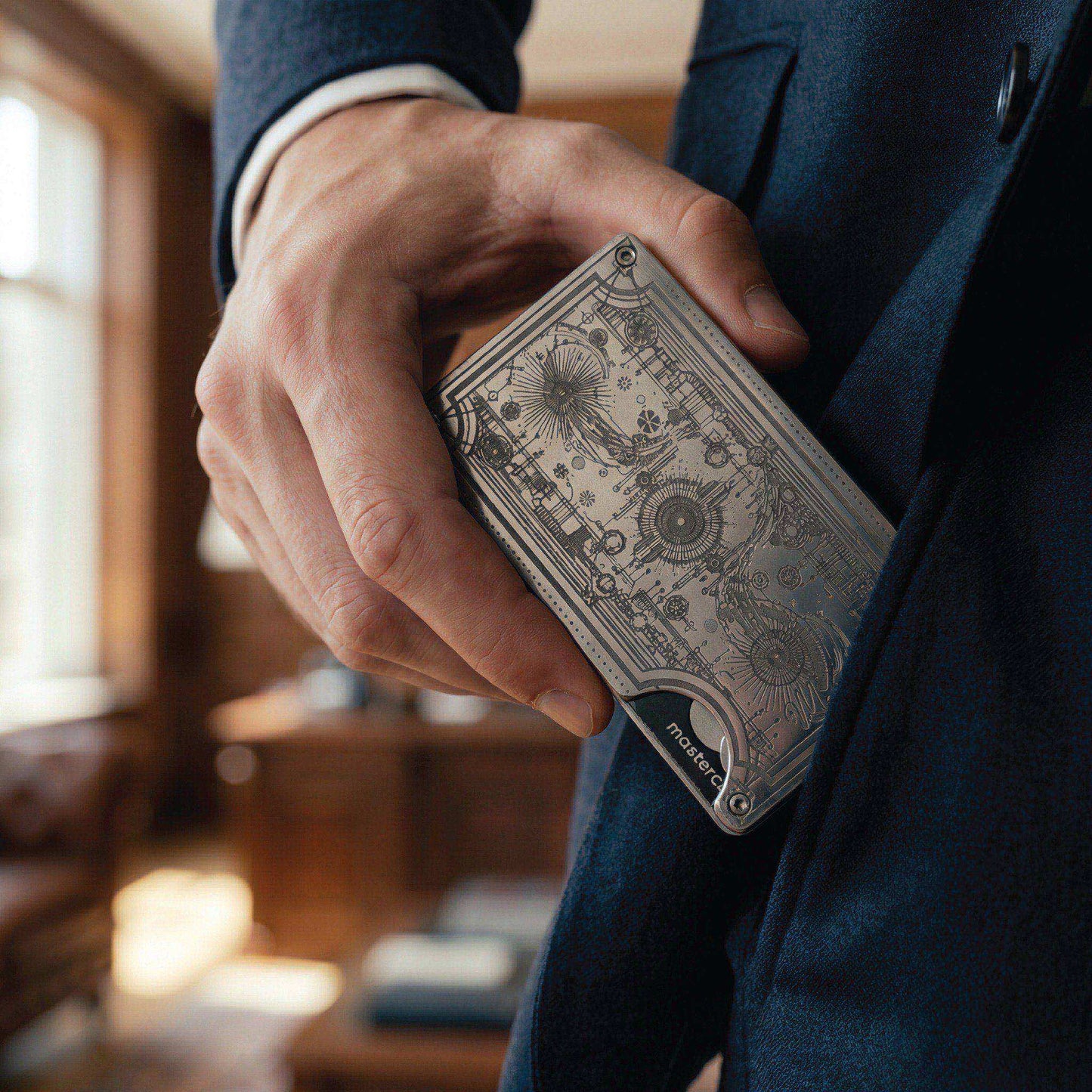 Moxxley MX-317 slim metal credit card holder – 316 stainless steel minimalist wallet with money clip