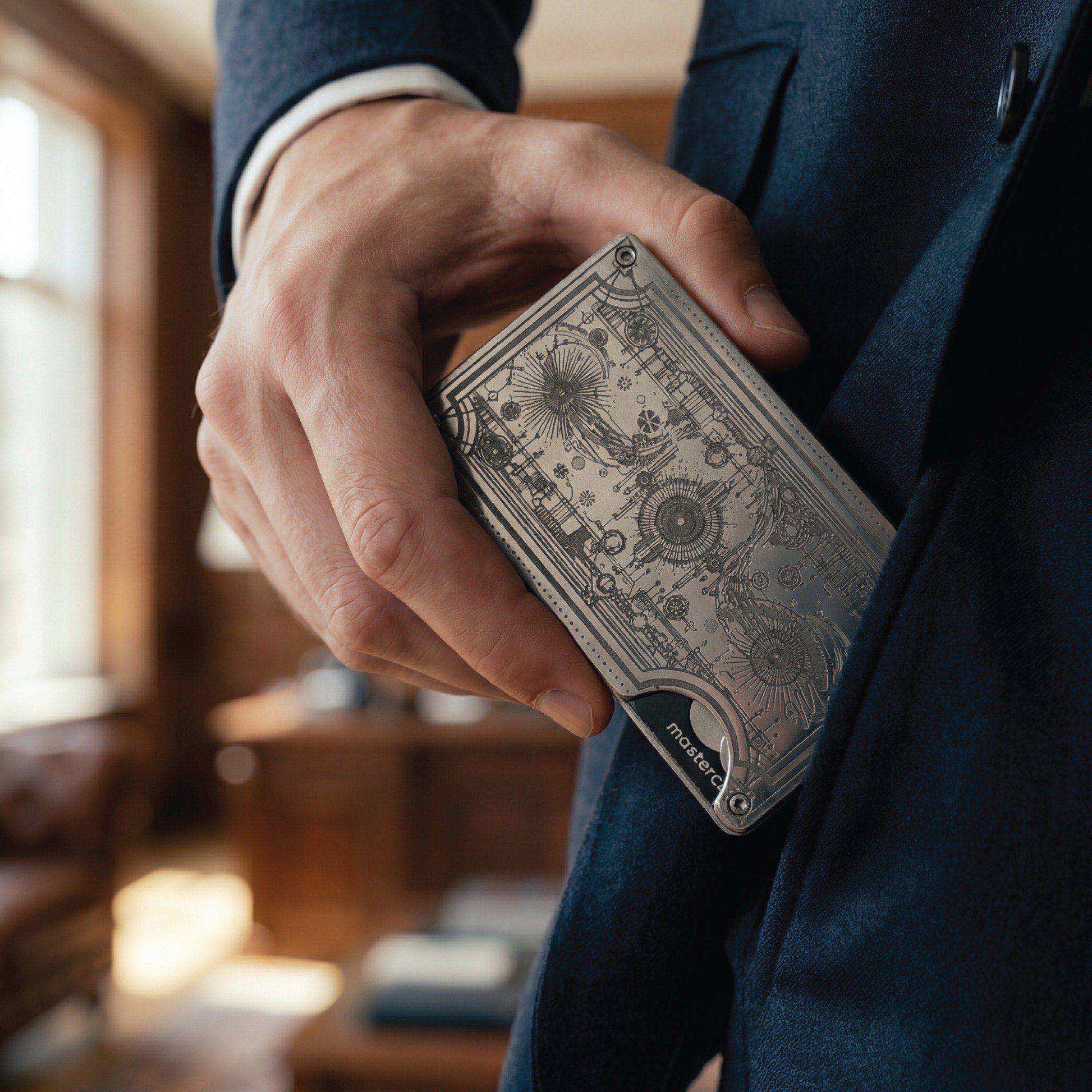 Moxxley MX-317 slim metal credit card holder – 316 stainless steel minimalist wallet with money clip