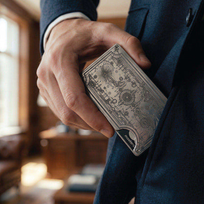 Moxxley MX-317 slim metal credit card holder – 316 stainless steel minimalist wallet with money clip