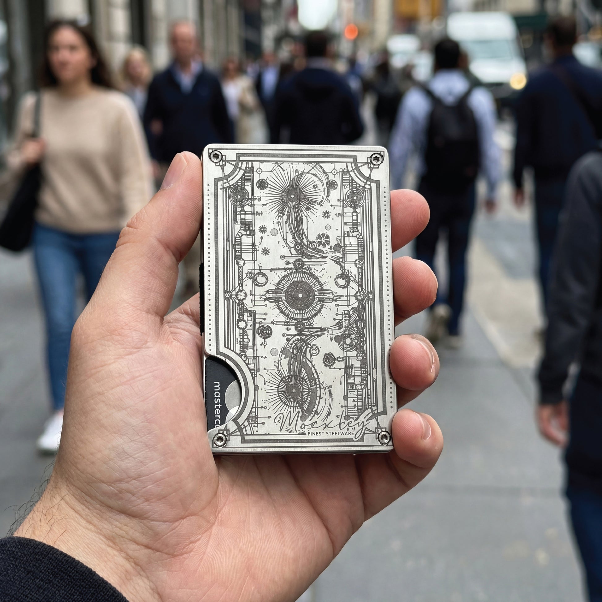 Moxxley MX-317 slim metal credit card holder – 316 stainless steel minimalist wallet