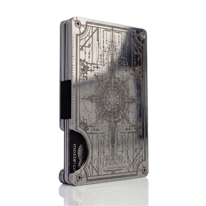 Moxxley MX-318 slim metal credit card holder – 316 stainless steel minimalist wallet with money clip