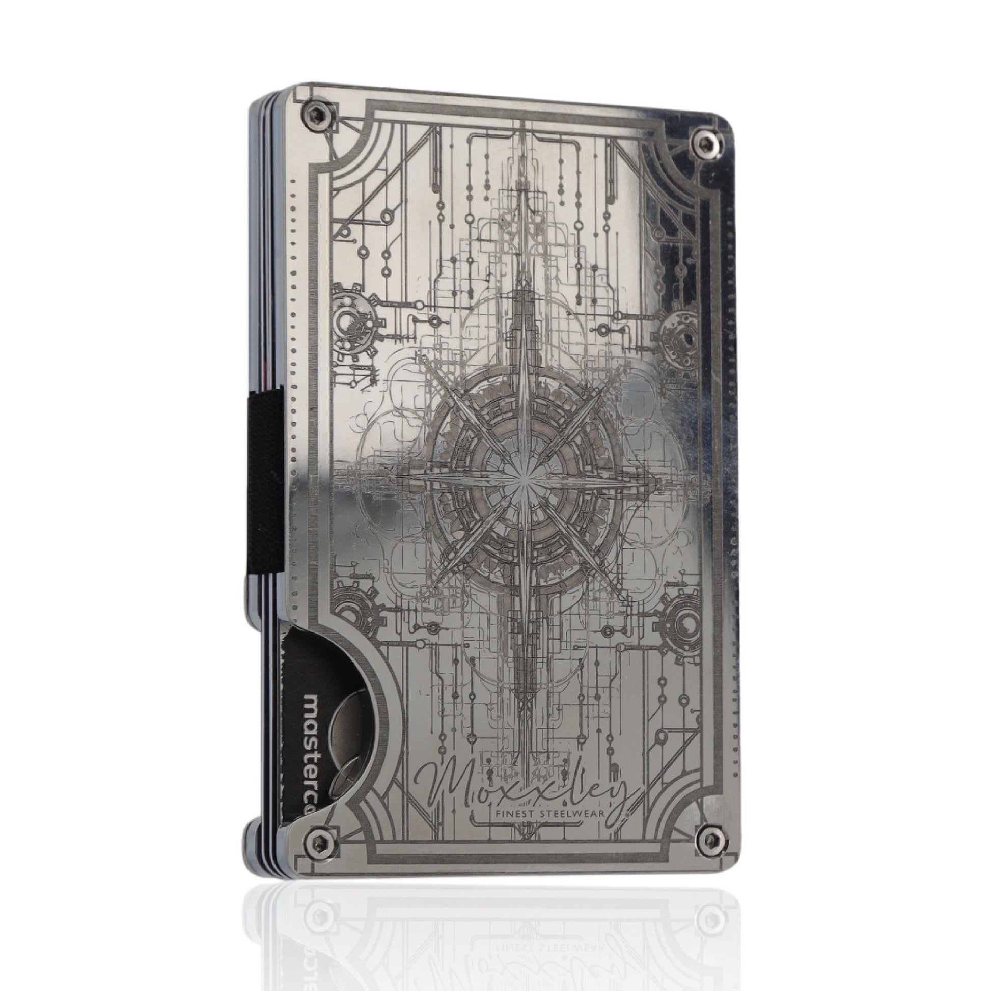 Moxxley MX-318 slim metal credit card holder – 316 stainless steel minimalist wallet with money clip