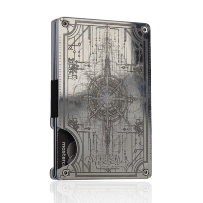 Moxxley MX-318 slim metal credit card holder – 316 stainless steel minimalist wallet with money clip