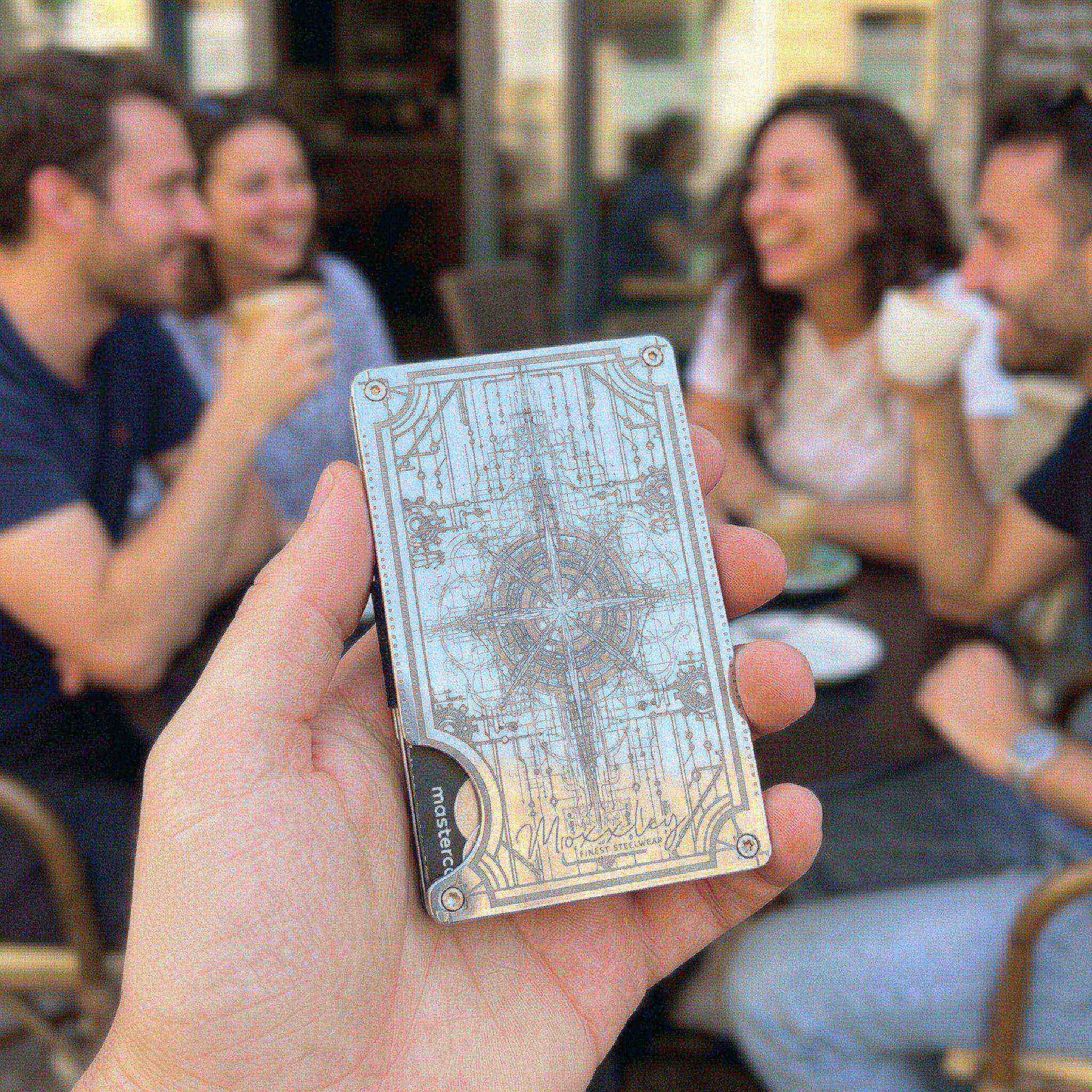 Moxxley MX-318 slim metal credit card holder – 316 stainless steel minimalist wallet with money clip