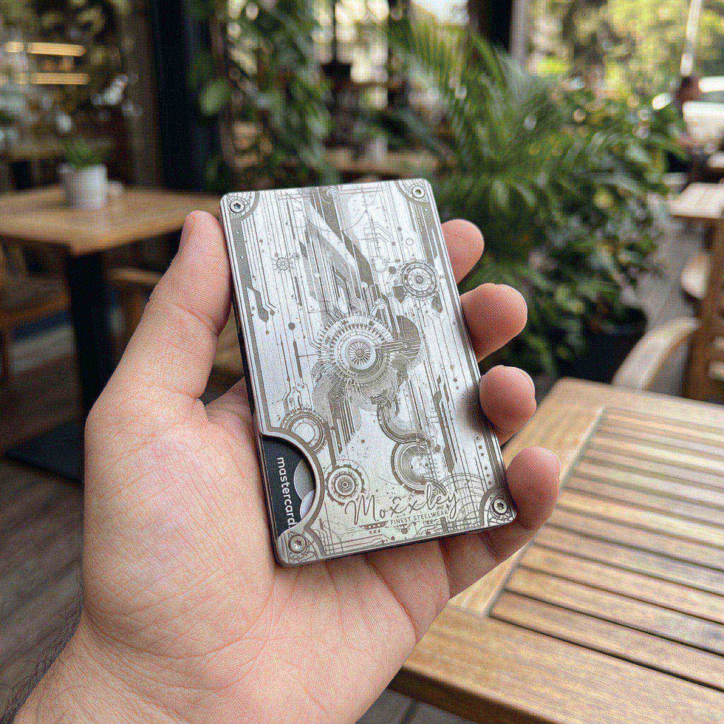 Moxxley MX-319 slim metal credit card holder – 316 stainless steel minimalist wallet with money clip
