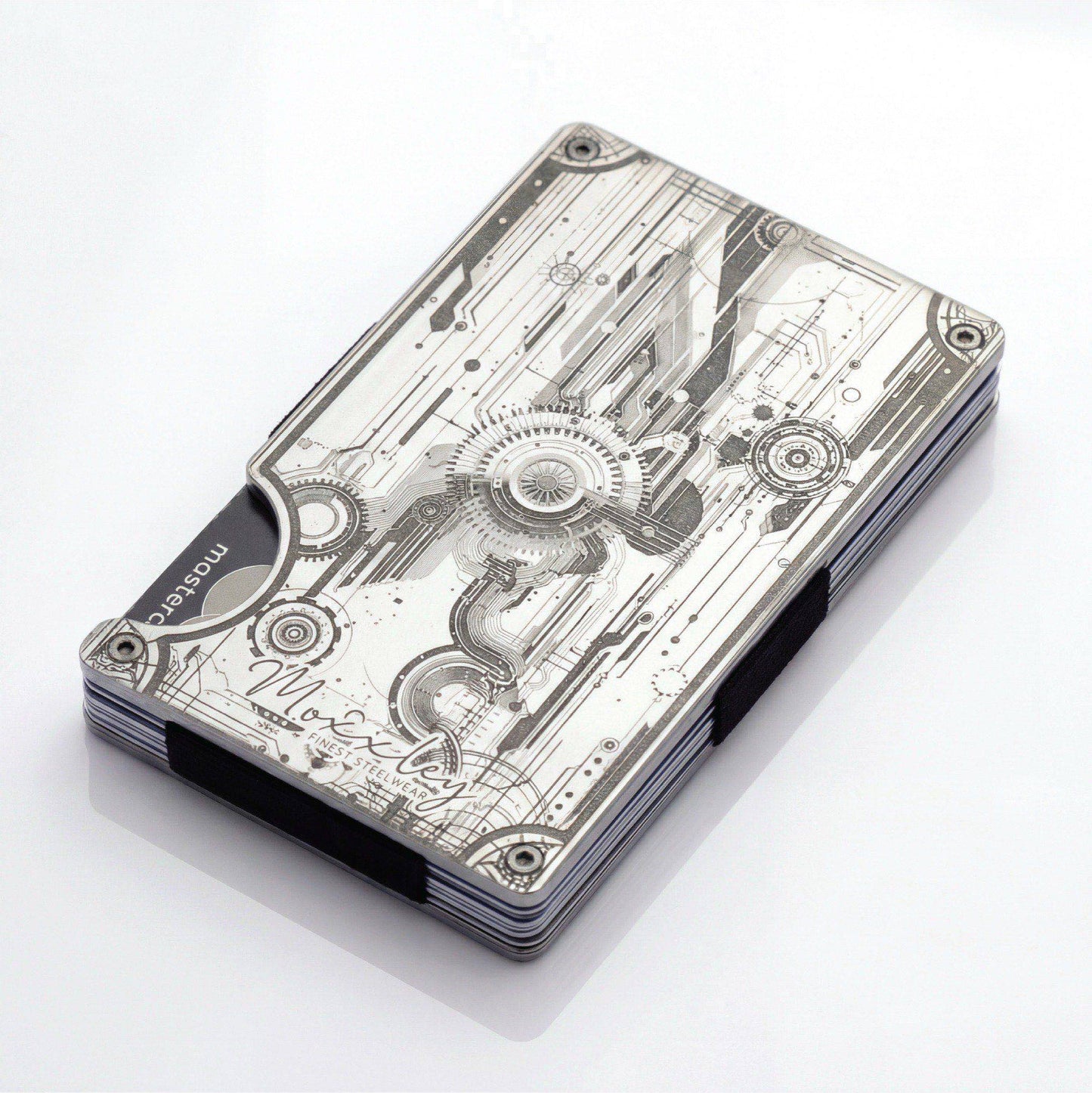 Moxxley MX-319 slim metal credit card holder – 316 stainless steel minimalist wallet with money clip