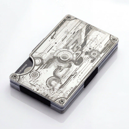 Moxxley MX-319 slim metal credit card holder – 316 stainless steel minimalist wallet with money clip