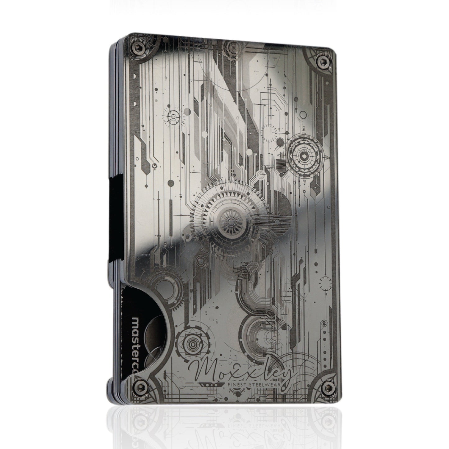 Moxxley MX-319 slim metal credit card holder – 316 stainless steel minimalist wallet with money clip