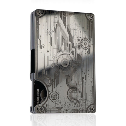 Moxxley MX-319 slim metal credit card holder – 316 stainless steel minimalist wallet with money clip