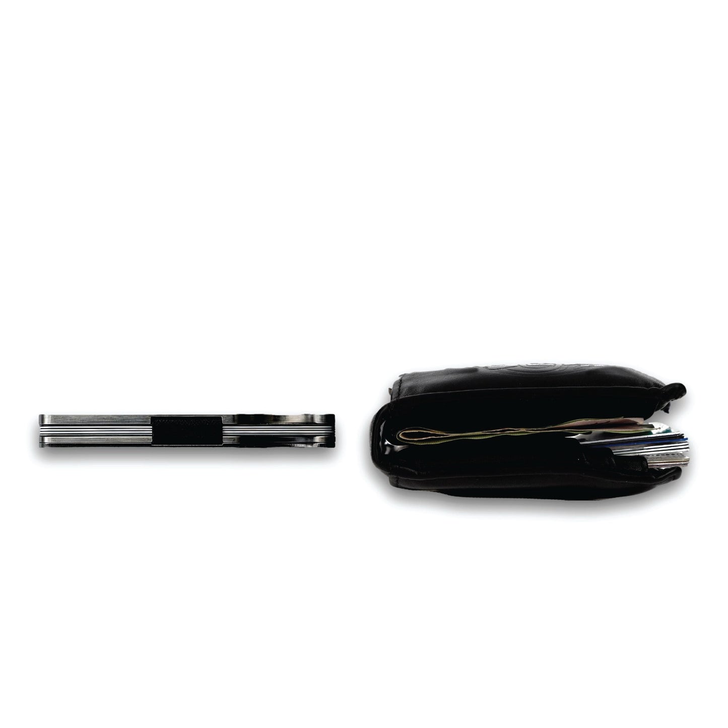 Moxxley MX-319 slim metal credit card holder – 316 stainless steel minimalist wallet with money clip