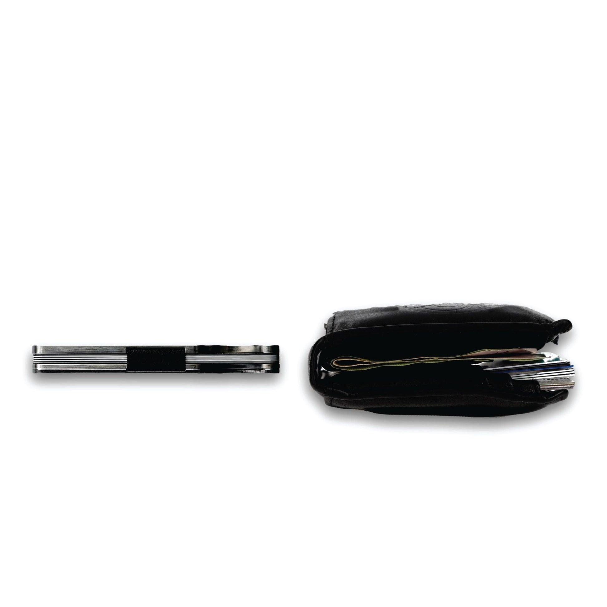 Moxxley MX-319 slim metal credit card holder – 316 stainless steel minimalist wallet with money clip