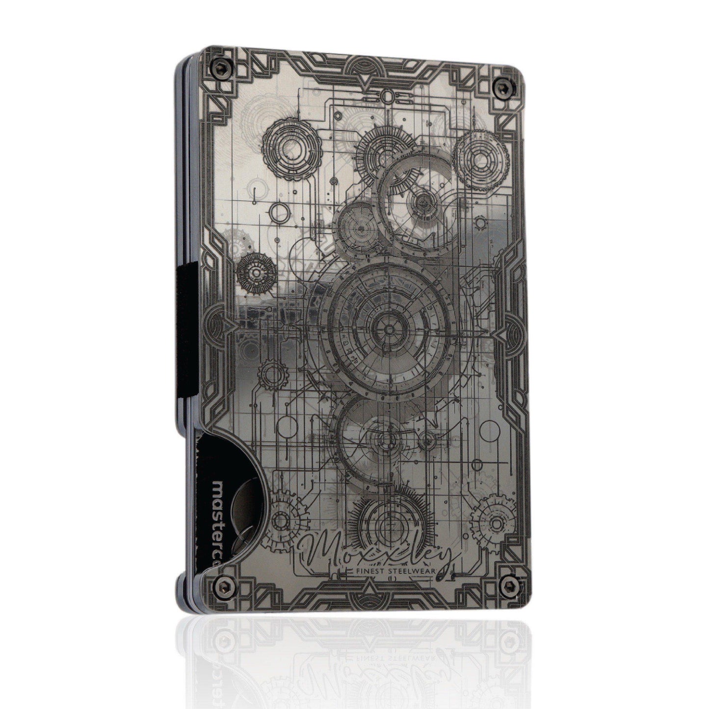 Moxxley MX-320 slim metal credit card holder – 316 stainless steel minimalist wallet with money clip