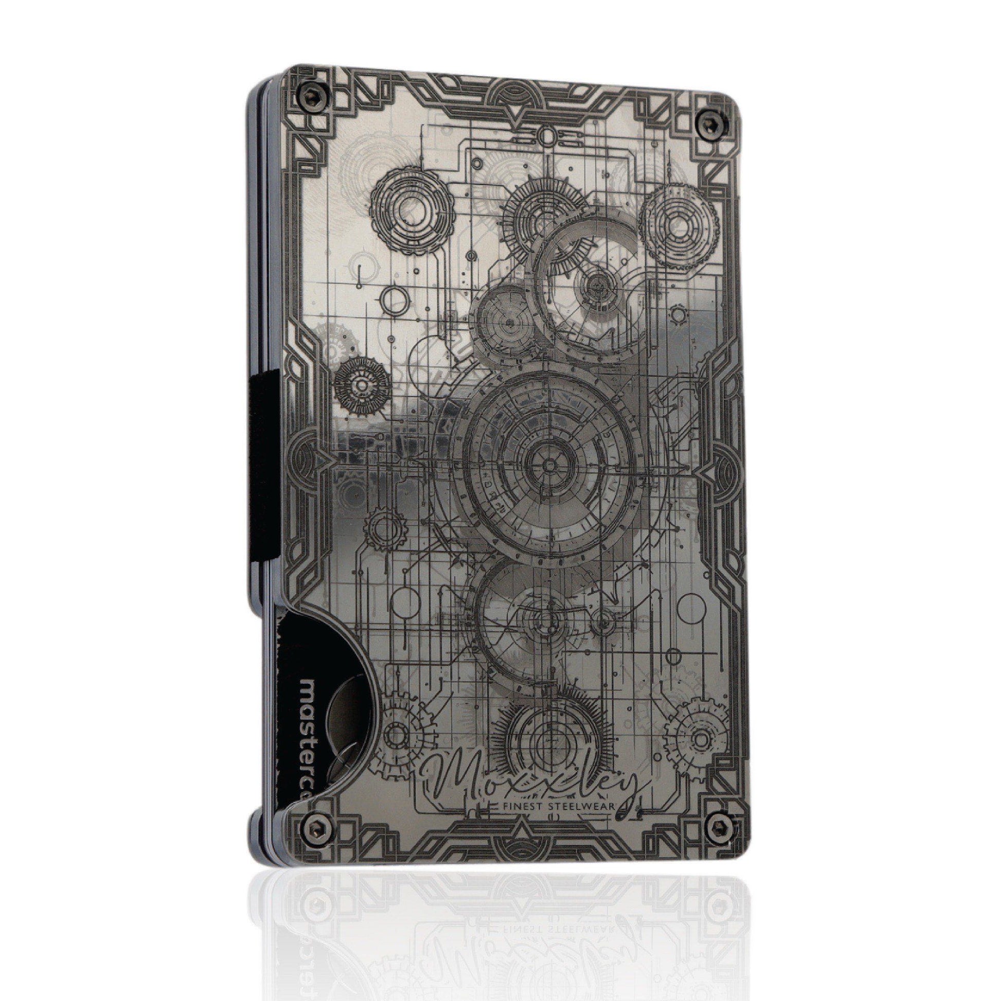Moxxley MX-320 slim metal credit card holder – 316 stainless steel minimalist wallet with money clip