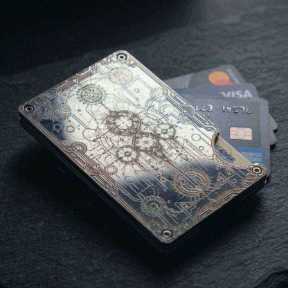 Moxxley MX-320 slim metal credit card holder – 316 stainless steel minimalist wallet with money clip