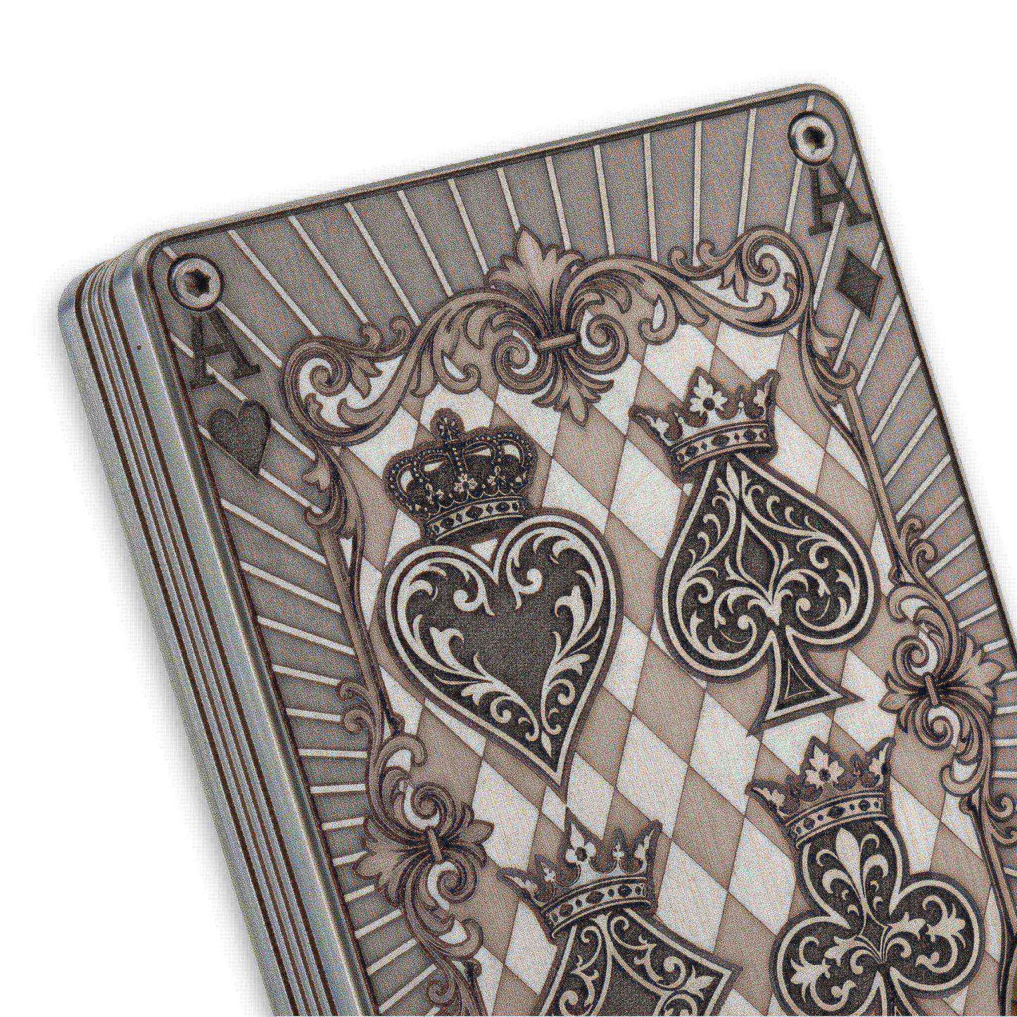 Moxxley MX-337 metal credit card holder – slim stainless steel wallet with money clip, playing-card design