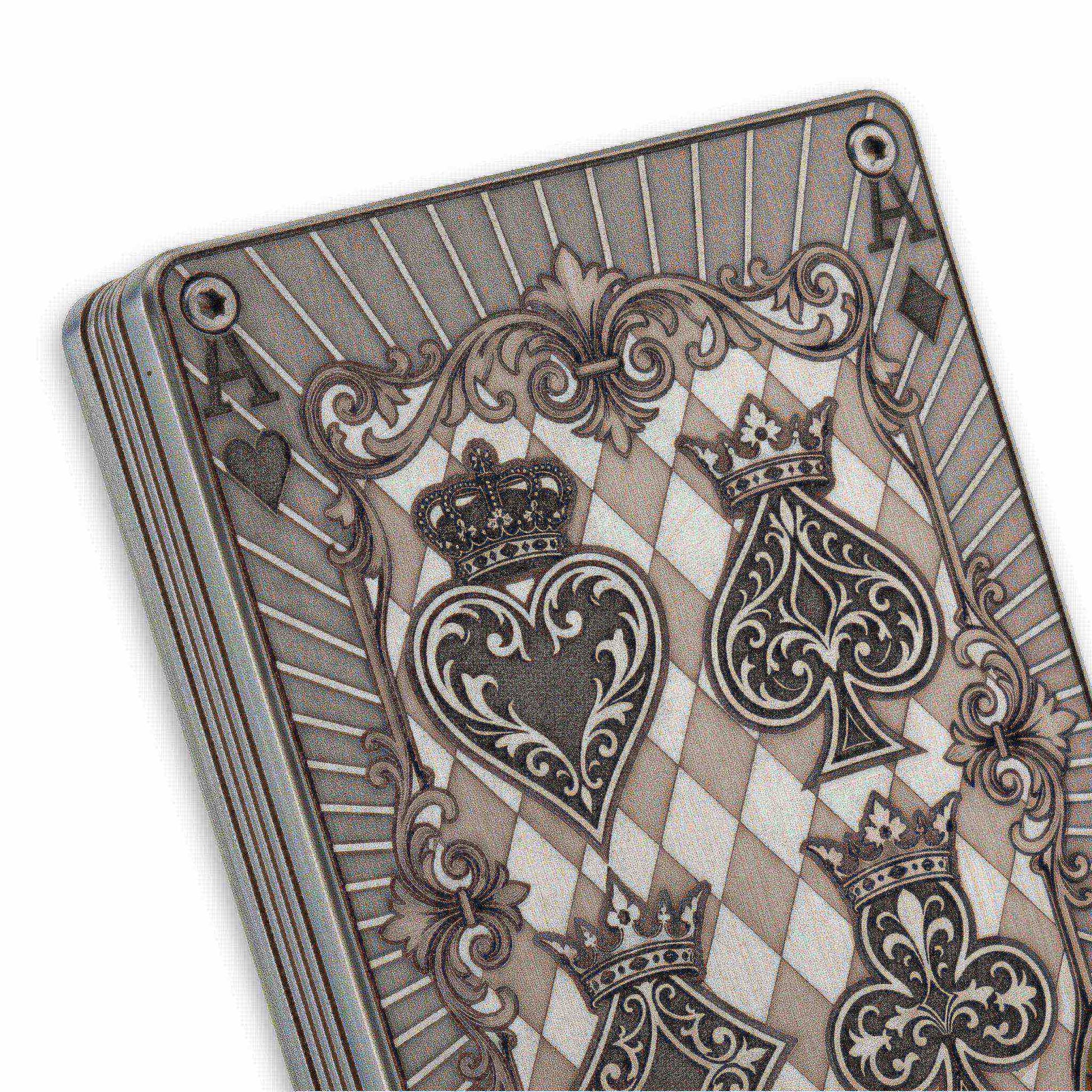 Moxxley MX-337 metal credit card holder – slim stainless steel wallet with money clip, playing-card design
