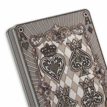 Moxxley MX-337 metal credit card holder – slim stainless steel wallet with money clip, playing-card design