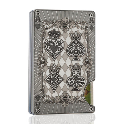 Moxxley MX-337 metal credit card holder – slim stainless steel wallet, playing-card design